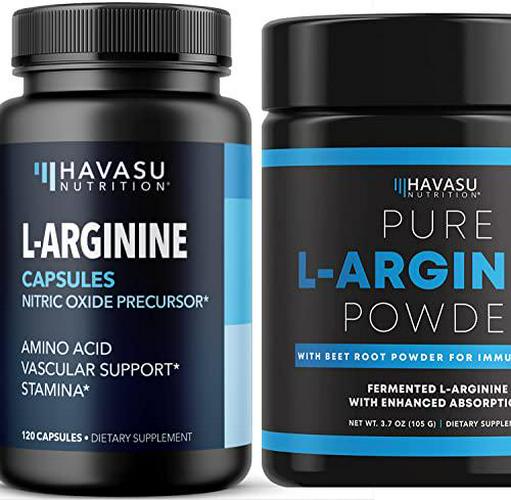 L Arginine Capsules and L Arginine Powder for Male Enhancing Pre Workout Supplement as Performance and Endurance Boost Due to Increased Nitric Oxide