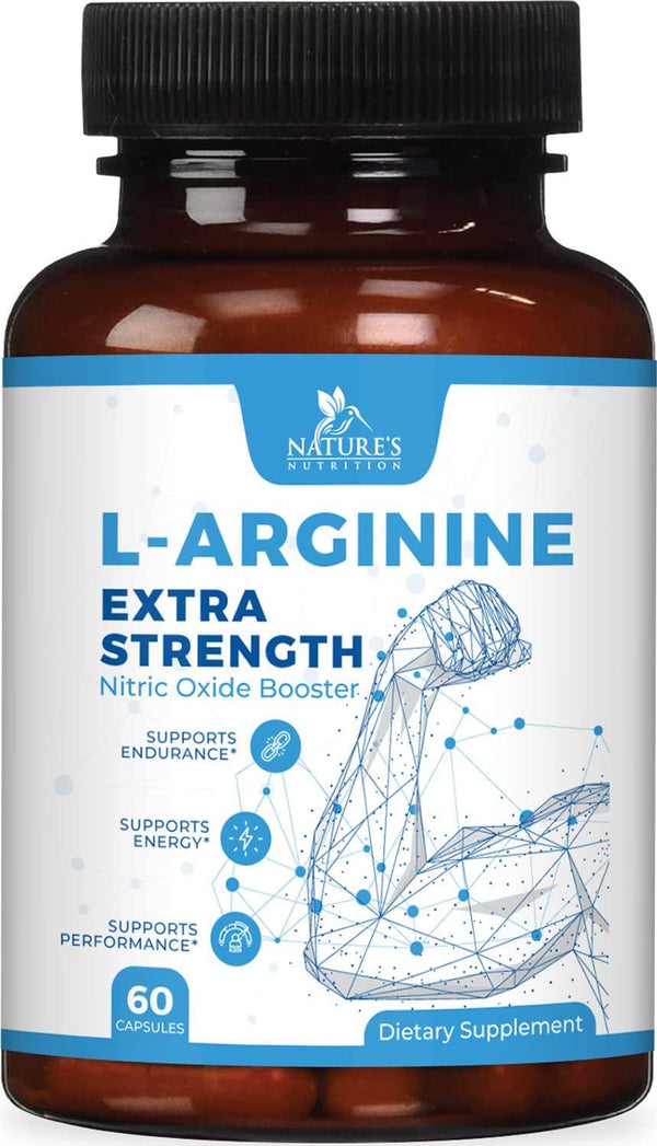 L Arginine Plus with Citrulline, Beta Alanine, AKG, and Calcium - Premium Nitric Oxide Muscle Support Supplement for Strength and Energy to Train Harder - for Men and Women - 60 Count