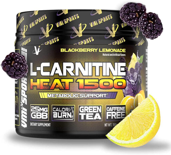 L-Carnitine 1500 Heat by VMI Sports | Stimulant Free Thermogenic Metabolic Support and Fat Loss for Men and Women | 1500mg L-Carnitine | Convenient Liquid or Powder (BlackBerry Lemonade, 30 Serv Powder)