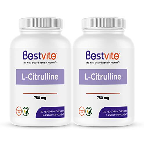 L-Citrulline 750mg per Capsule (240 Vegetarian Capsules) (120 x 2) - No Stearates - No Silica - No Fillers - Non GMO - Gluten Free - Vegan