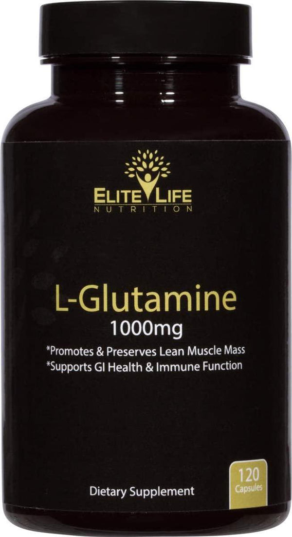 L-Glutamine 1000mg - Best L Glutamine Supplement - Pure, Natural, and Vegan Amino Acid - Promotes and Preserves Lean Muscle Mass - Supports GI Health and Immune System Function - 120 Capsules