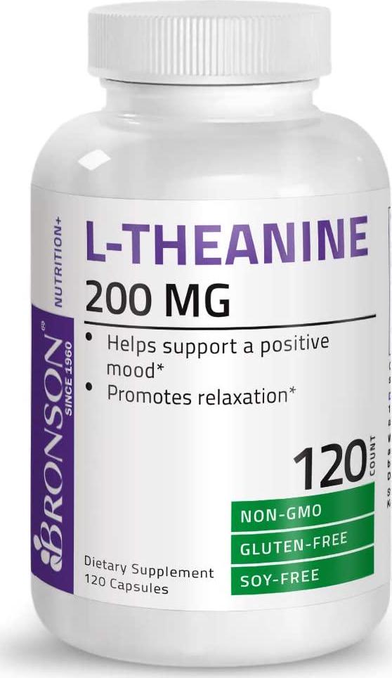 L-Theanine 200mg (Double-Strength) with Passion Flower Herb - Reducing Stress and Promoting Relaxation Without Sedation - Non GMO Formula, 120 Vegetarian Capsules
