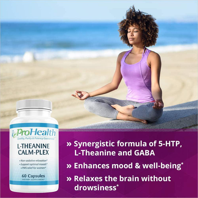 L-Theanine Calm-Plex with GABA and 5-HTP (Suntheanine) (100 mg, 60 Medium Capsules) by ProHealth