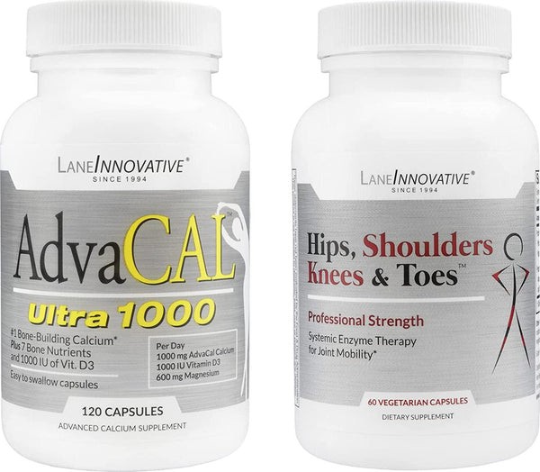 Lane Innovative - Variety Pack: AdvaCal Ultra 1000 + Hips, Shoulders, Knees and Toes, Bone-Building Calcium, Joint Support (AdvaCal Ultra 120 Caps + Hips, Shoulders, Knees and Toes 60 Veggie Caps)