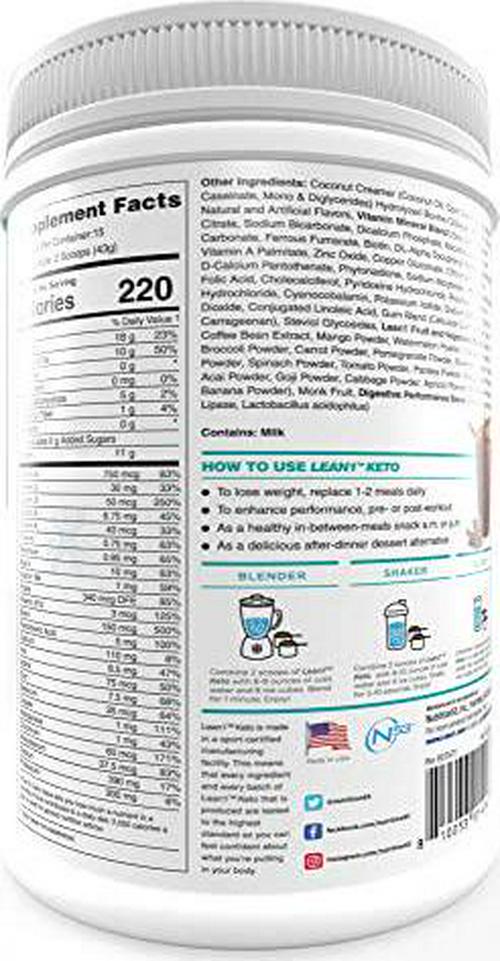 Lean1 KETO Chocolate, 15 Serving tub, Meal Replacement by Nutrition53