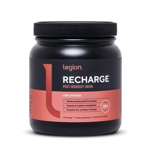 Legion Recharge Post Workout Supplement - All Natural Muscle Builder and Recovery Drink with Micronized Creatine Monohydrate. Naturally Sweetened and Flavored (Unflavored) 60 Serving