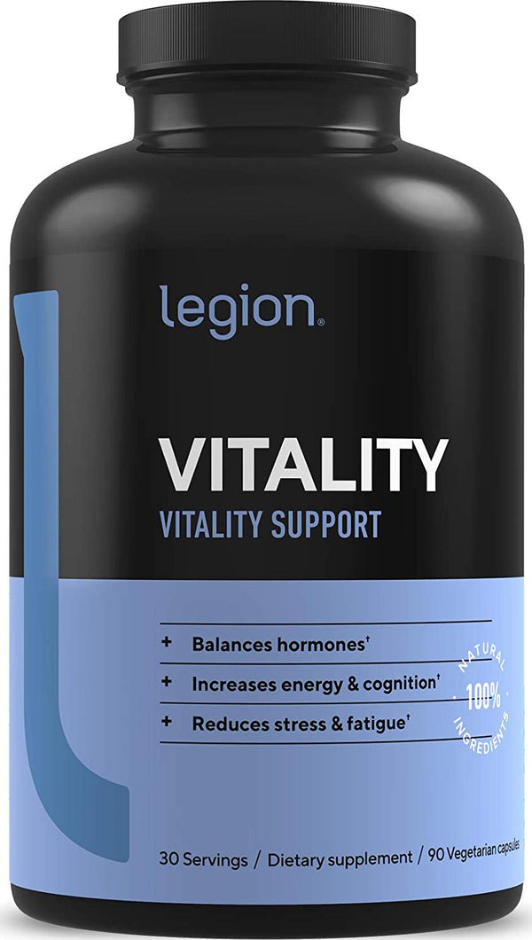 Legion Vitality Natural Wellness Supplement w/ DHEA 100mg, Rhodiola Rosea, and Bilberry Extract 30 SVG