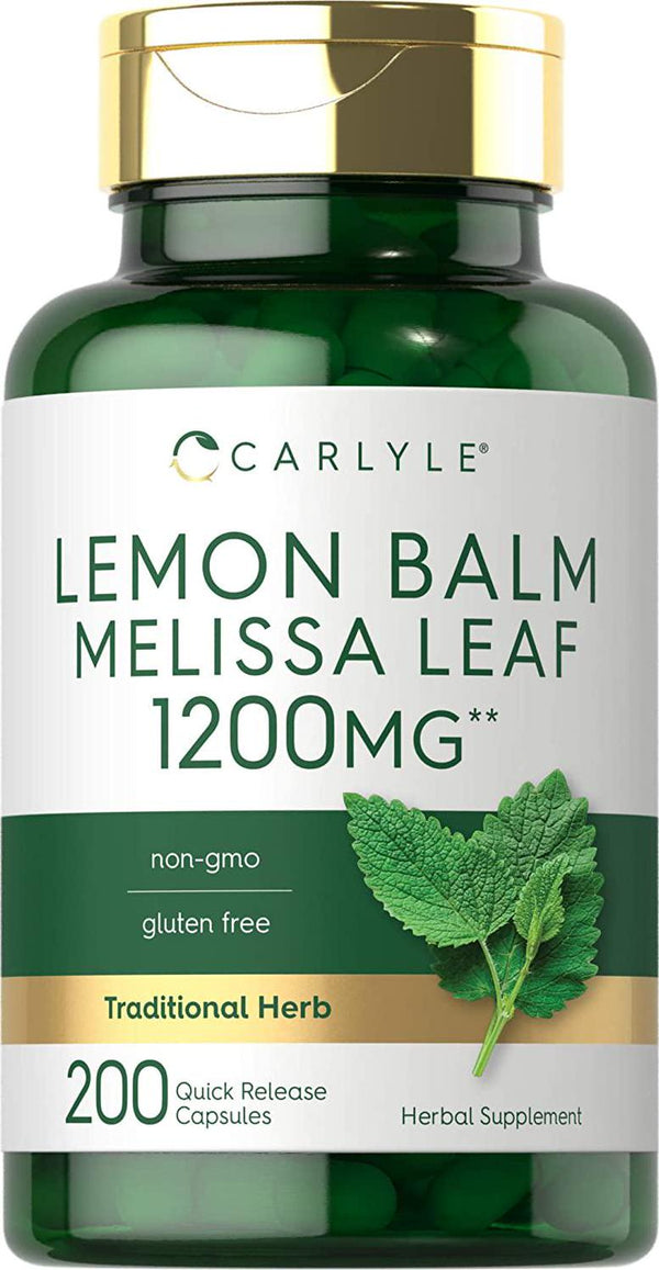 Lemon Balm | 1200mg | 200 Capsules | Non-GMO and Gluten Free Formula | Melissa Leaf Traditional Herbal Supplement | by Carlyle