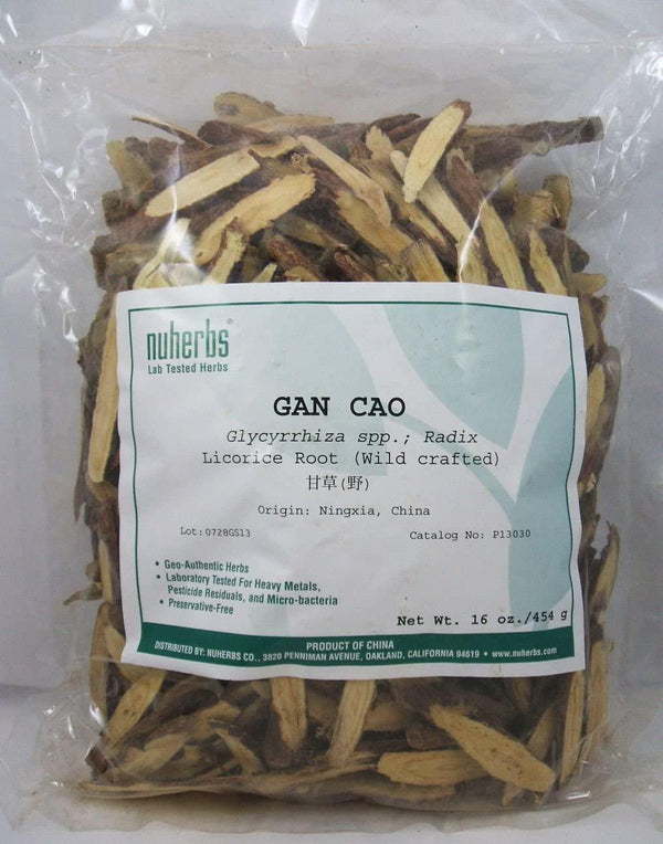 Licorice Root - Sliced Form (Gan Cao) 1 Pound - Wildcrafted, Lab Tested - Nuherbs