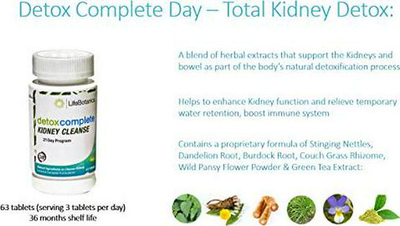 LifeBotanica Detox Complete Kidney Cleanse Day - 21 Day Detox Diet Program, Natural Ingredients to Cleanse Kidney - 63 Tablets