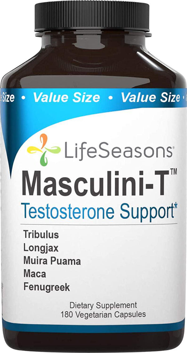 LifeSeasons - Masculini-T - Testosterone Support for Men - Supplement for Healthy Male Stamina, and Energy - with Ginkgo, Ginseng - 180 Capsules
