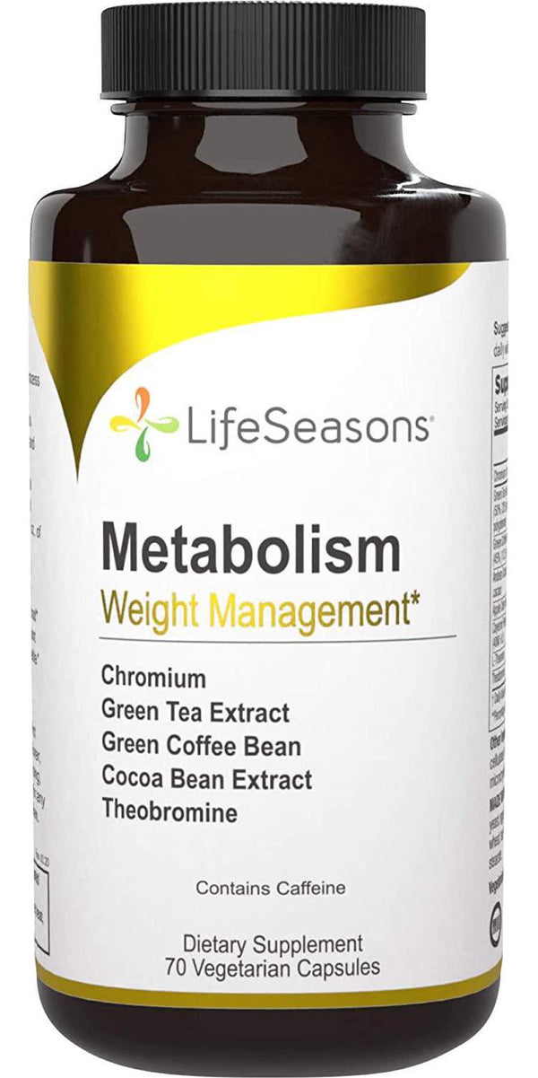 LifeSeasons - Metabolism - Weight Control Support and Energy Booster Supplement - Natural Appetite Suppressant - Chromium, Apple Cider Vinegar and Cocoa Bean Extract - 70 Capsules