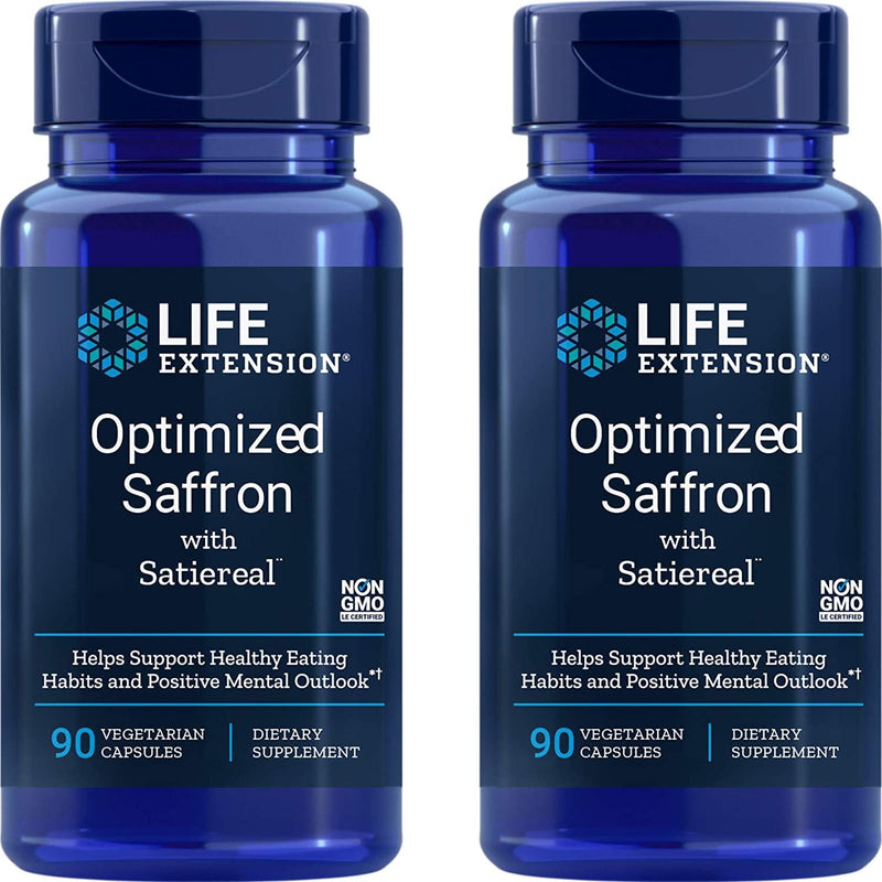Life Extension Optimized Saffron Extract with Satiereal, 90 Veg Caps (Pack of 2) - 88.25 mg