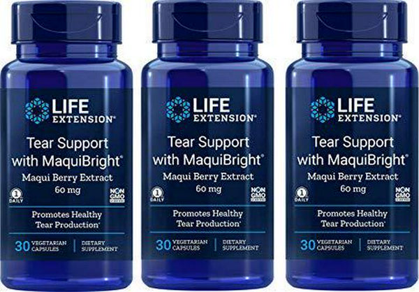 Life Extension Tear Support With Maquibright 60 Mg, 30 Vegetarian Capsules-Pack-3