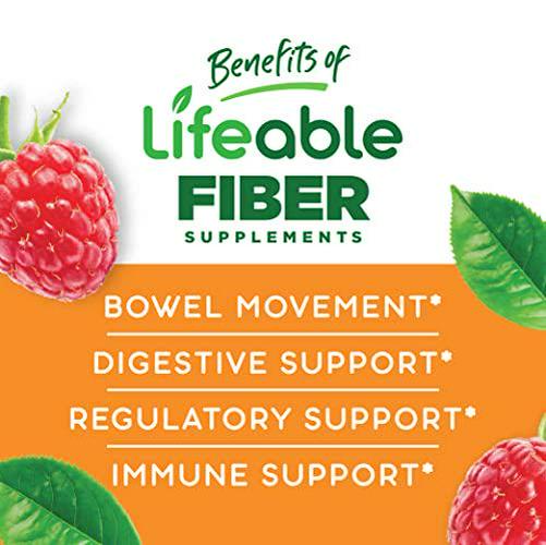 Lifeable Prebiotic Fiber Supplement Gummies for Adults 5g - Great Tasting Natural Flavored Gummy - Gluten Free, Vegetarian, GMO-Free Chewable - for Adults, Men, Women - 90 Gummies - 45 Doses