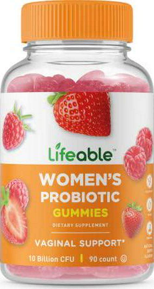 Lifeable Probiotics for Women - 10 Billion CFU - Great Tasting Natural Flavor Gummy Supplement - Gluten Free Vegetarian GMO-Free Probiotic Chewable - for Vaginal Health and Immune Support - 90 Gummies