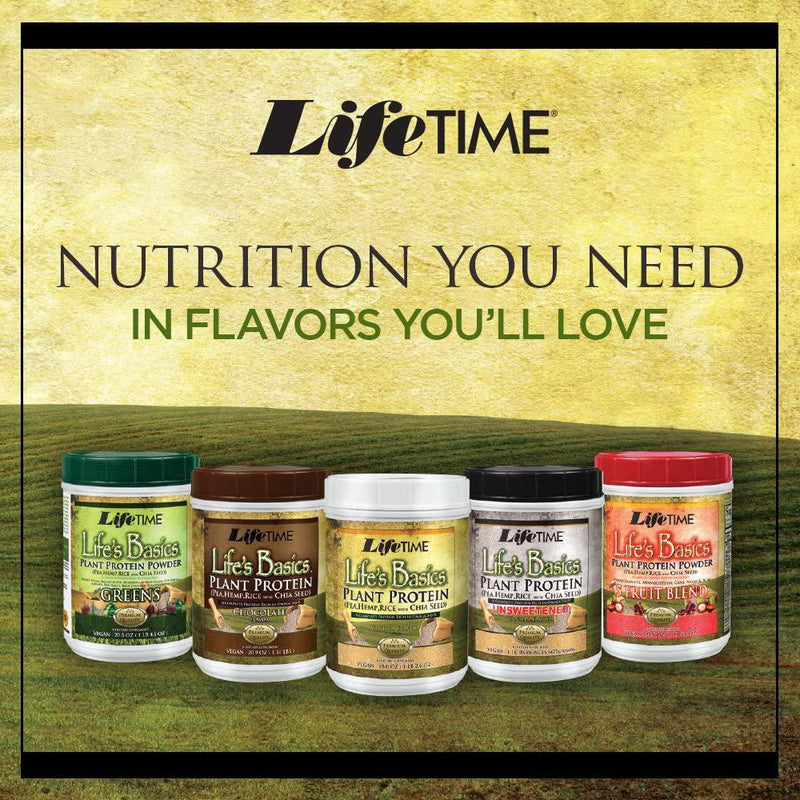 Lifetime Lifes Basics Plant Based Protein Powder | Natural Vanilla, Vegan | Gluten Free, No Artificial Sweeteners, Flavors or Preservatives | 1.22lb
