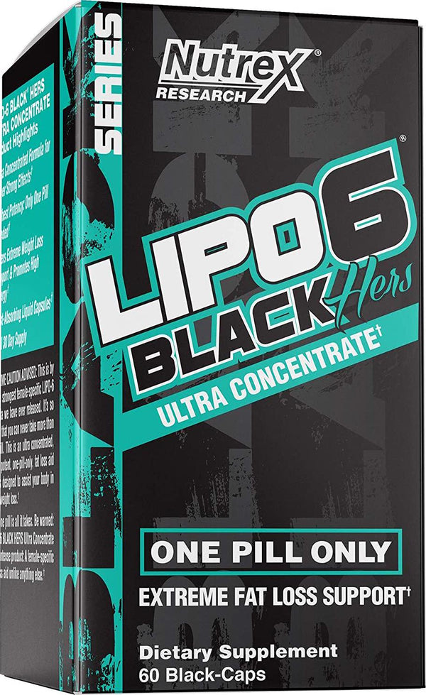 Lipo-6 Black Hers Ultra Concentrate | Weight Loss Pills for Women | Fat Burner, Appetite Suppressant, Metabolism Booster for Weight Loss + Hair, Skin, and Nails Support | 60 Diet Pills