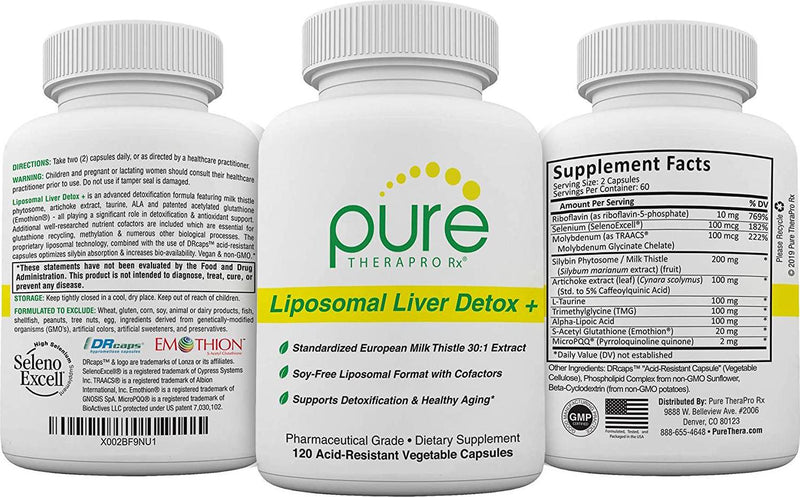 Liposomal Liver Detox + 120 Acid-Resistant VCaps | Soy-Free Liposomal Format Containing Methylation Nutrient Cofactors | Supports Liver Detox and Cleansing | Vegan