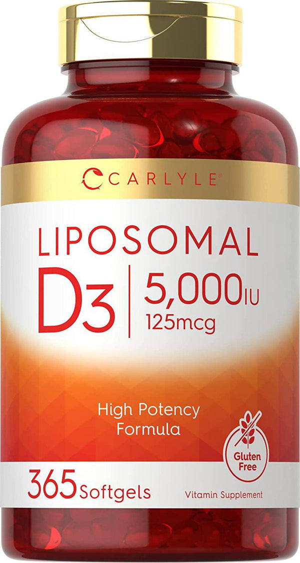 Liposomal Vitamin D3 | 5000 iu | 365 Softgels | Non-GMO and Gluten Free Formula | High Potency Vitamin D Supplement | by Carlyle