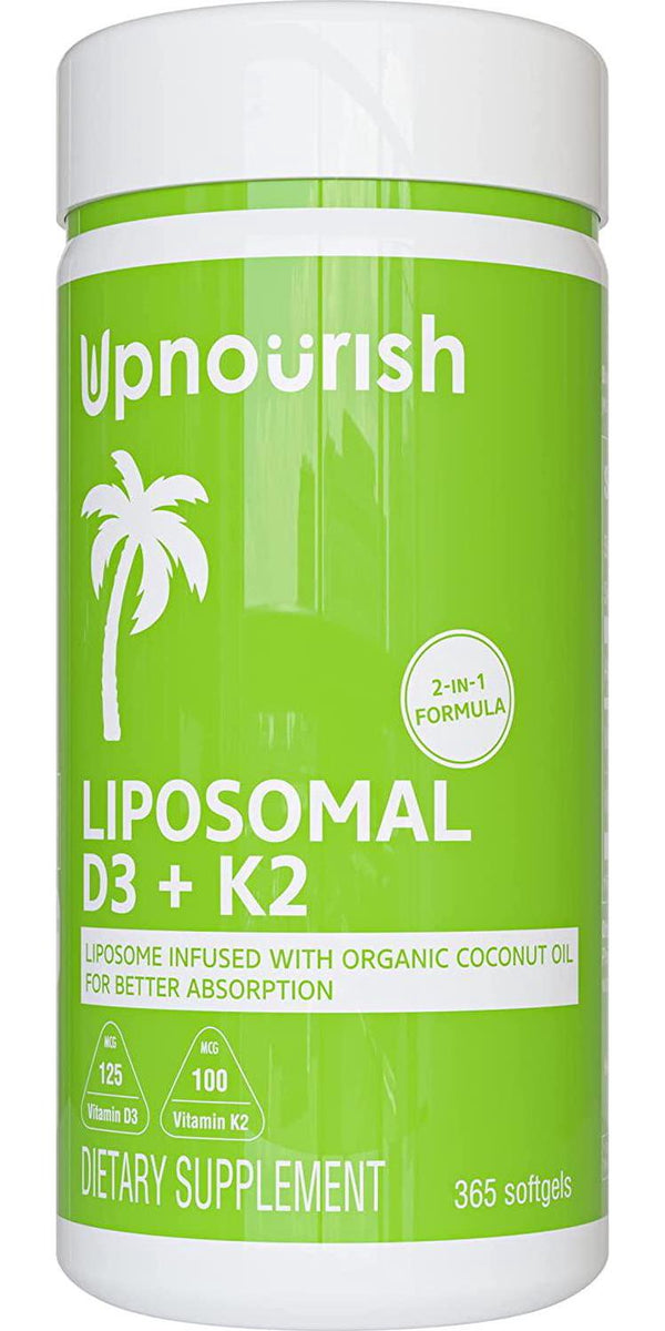 Liposomal Vitamin D3 K2 MK7-365 Softgels | VIT D3 5000 IU + K2 100 mcg with Organic Coconut Oil - K2 D3 Vitamin Supplement - Vitamin D and K Support Immune, Bone, Heart, Mood - Non GMO Gluten Free