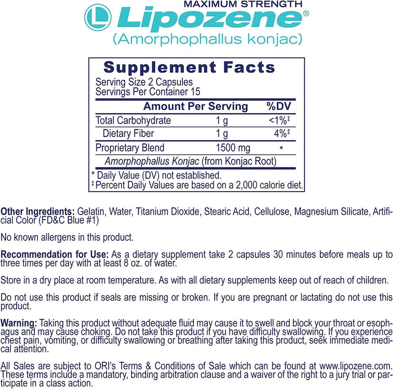 LipozeneÂ Diet Weight Loss Supplements - 1 Bottle 30 Capsules -