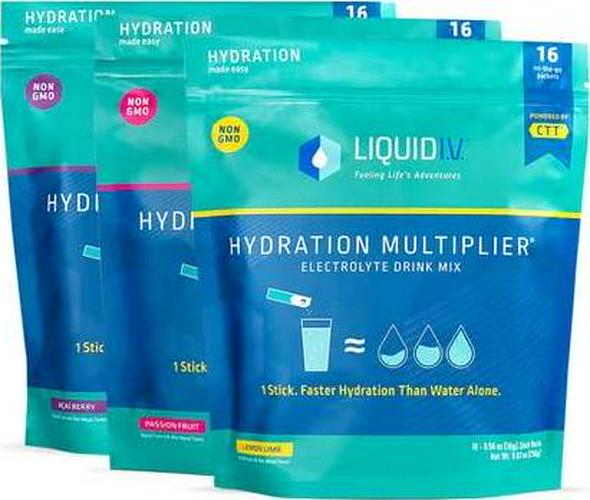 Liquid I.V. Hydration Multiplier - Hydration Hero Bundle - Passion Fruit, Lemon Lime, and Acai Berry - Hydration Powder Packets | Electrolyte Drink Mix | Easy Open Single-Serving Stick | Non-GMO