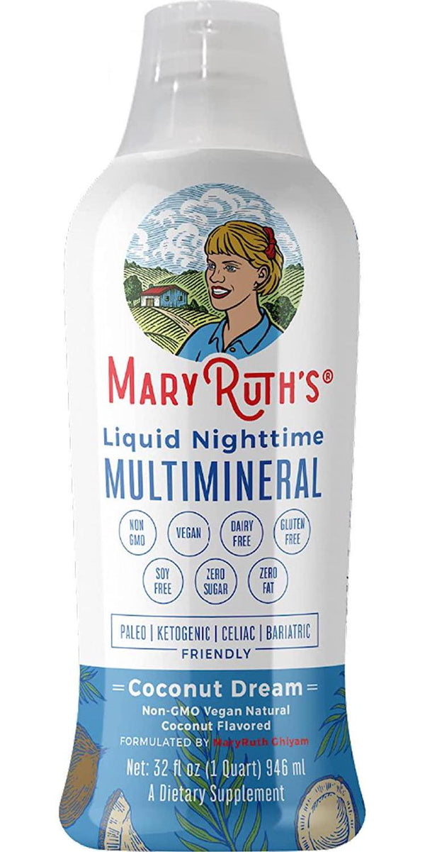 Liquid Sleep Multimineral by MaryRuth's - Cranberry - Vegan Vitamins, Antioxidants, Minerals, Magnesium, Calcium and MSM - Natural Sleep and Stress Aid - Muscle Relaxation - No Melatonin - Non-GMO - 32oz