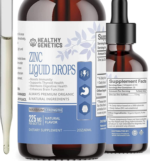 Liquid Zinc Drops for Kids, Men and Women - Organic Ionic Zinc Sulfate - 30 Servings - MAX Absorption - Immunity, Mood, Brain Thyroid - 2 Oz