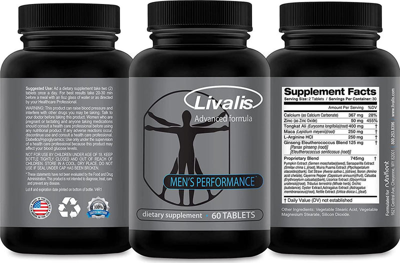 Livalis Advanced Formula for Men- Male Enlargement Supplement - Fast and Side Effect Free Testosterone Booster- Add Male Size 3+ in 90 Days- 60 Tablets