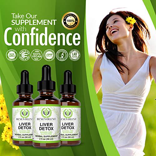 Liver Cleanse Organic Milk Thistle and Natural Herbal Blend. Potent Liquid Drops for Gallbladder Detox Great Taste | 2X Absorption | 100% Alcohol and Gluten Free. Large 2oz Bottle.