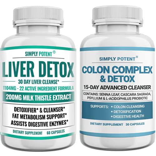 Liver Detox and Support Supplement + Colon Cleanser and Detox Supplement Bundle