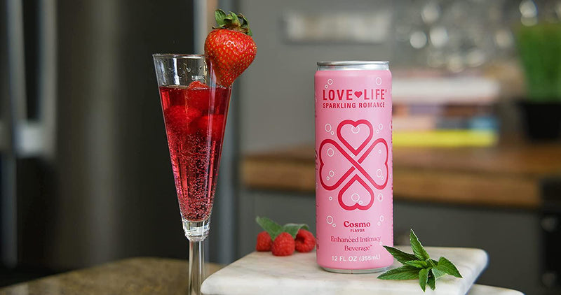 Love Life Enhanced Intimacy Beverage, L-Arginine Nitric Oxide Booster for Women, Sparkling Cosmo Flavor (Pack of 12)