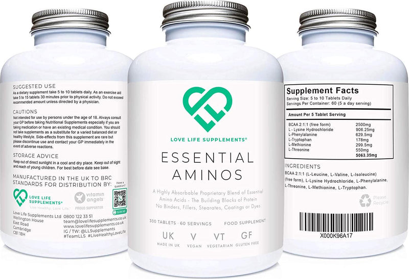 Love Life Supplements Essential Amino Acids (Eaa'S) | Includes All 3 Bcaa'S Plus 5 More Amino Acids Necessary To Build And Repair Muscle