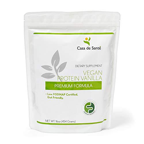 Low FODMAP Certified Vegan Protein Powder for IBS and SIBO Gluten and Dairy Free Soy Free Sugar and Grain Free Low Carb All Natural Gut Health Food, Superfoods, Stevia, Monk Fruit - Casa de Sante (Vanilla)