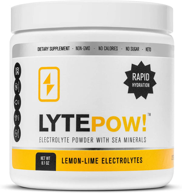LytePow Electrolytes Powder with Sea Minerals - Lemon-Lime Hydration Supplement - 90 Servings - Non-GMO, No Calories, or Sugar - Delicious Keto Replenishment Drink Mix - Perfect for Exercising