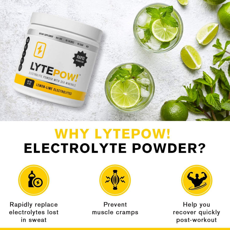 LytePow Electrolytes Powder with Sea Minerals - Lemon-Lime Hydration Supplement - 90 Servings - Non-GMO, No Calories, or Sugar - Delicious Keto Replenishment Drink Mix - Perfect for Exercising