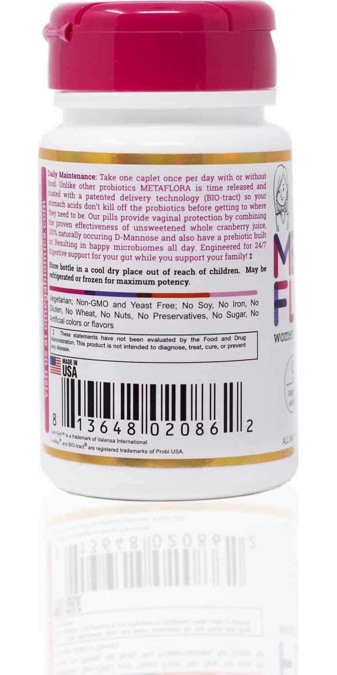 METAFLORA Probiotic Supplements-Advanced Women Health Formula- 30 Daily Tablets-Time Released-Cranberry Extract- Naturally Occuring D-Mannose