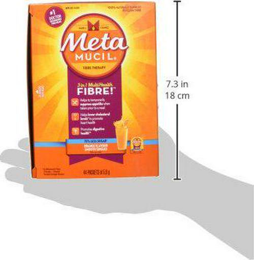 METAMUCIL 75% LESS SUGAR (NOT SUGAR-FREE) - ORANGE FIBRE SINGLES, 44 packets of 5.8 g