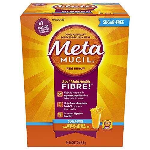 METAMUCIL 75% LESS SUGAR (NOT SUGAR-FREE) - ORANGE FIBRE SINGLES, 44 packets of 5.8 g