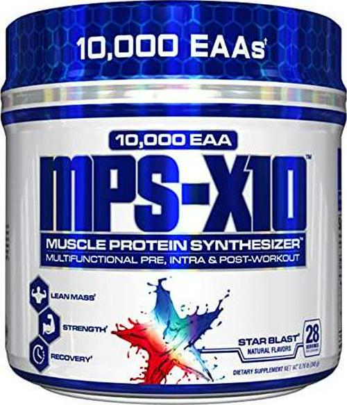 MPS-X10 Pre, Intra, Post Workout Muscle Protein Synthesizer 10,000 EAA Star Blast Flavor, 28 Servings