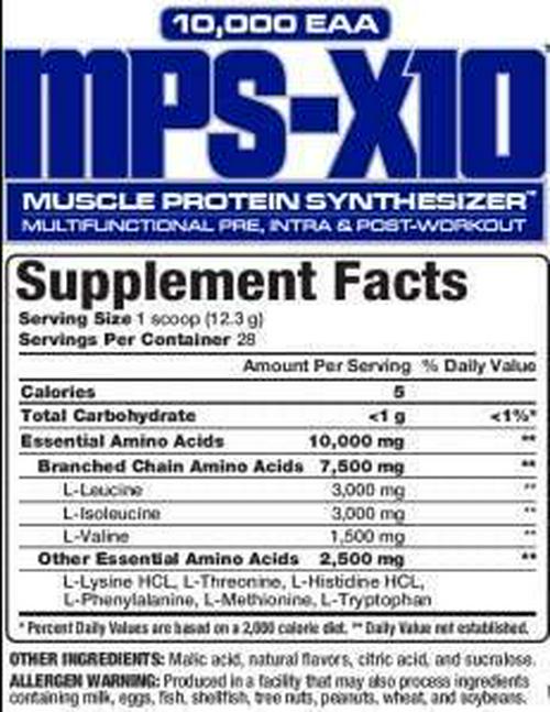 MPS-X10 Pre, Intra, Post Workout Muscle Protein Synthesizer 10,000 EAA Rainbow Unicorn Flavor, 28 Servings