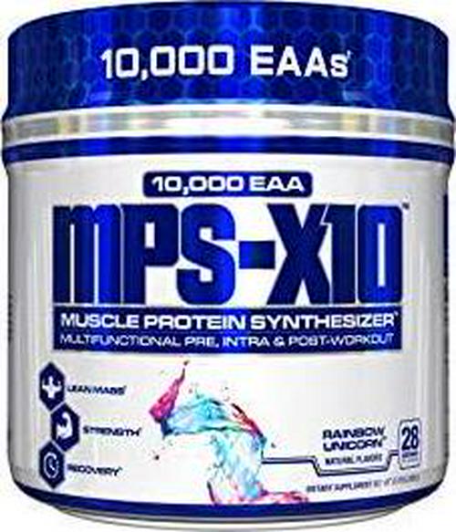 MPS-X10 Pre, Intra, Post Workout Muscle Protein Synthesizer 10,000 EAA Rainbow Unicorn Flavor, 28 Servings