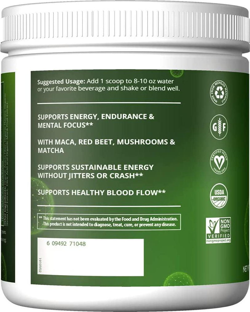 MRM Nutrition Organic Pre-Workout Powder | Island Fusion Flavored | Superfoods + 150mg Natural Caffeine + adaptogens | Clean Energy + Focus| Healthy Blood Flow | Vegan + Non-GMO | 20 Servings
