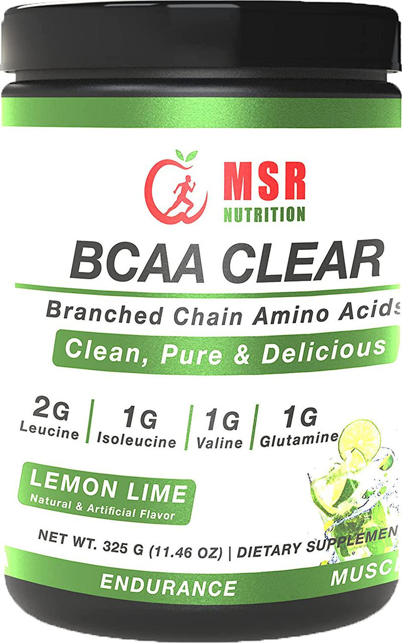 MSR BCAA Clear Lemon Lime , GLUTAMINE Enhanced for Strength , Stamina ,Endurance and Recovery 50 Serving