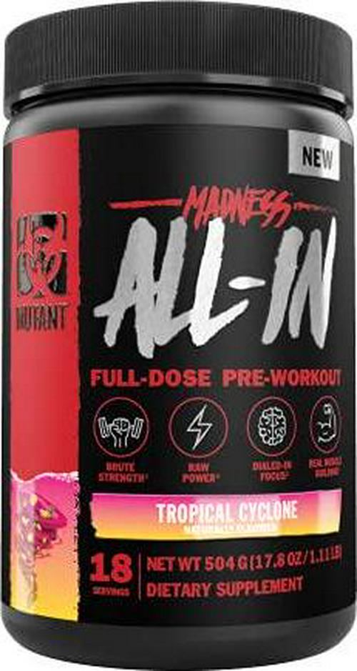 MUTANT Madness All-in | Full Dosed Pre-Workout - Tropical Cyclone - 18 Serving - 504 g (17.8oz)