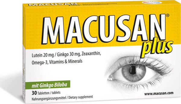 Macusan Plus Supplements for Eyes | Tablets for Age-Related Macular Health | Rapidly Increase Lacrimal Level of Macula with Ginkgo Biloba and Lutein | Suitable for Start of AMD | Lutein Eye Complex | Eye Supplements for AMD