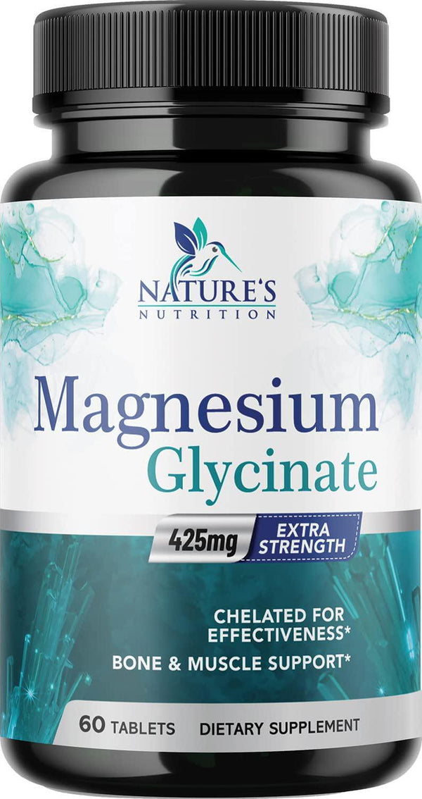 Magnesium Glycinate Capsules High Absorption Chelated 525mg - Highly Concentrated Mag Supplement - Made in USA - Best Vegan Stress Support, Sleep, Muscle Cramps and Relaxation - 60 Capsules