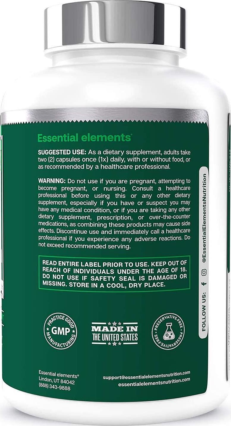 Magnesium + Zinc with Vitamin D3 by Essential Elements - Immune and Bone Support | Magnesium Glycinate, Citrate, Malate - Highly Bioavailable - 3 Month Supply