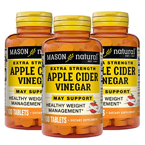 Mason Natural Apple Cider Vinegar Extra Strength - All Natural Detoxification, Promotes Healthy Body Weight, Supports Weight Management Goals, 100 Tablets (Pack of 3)